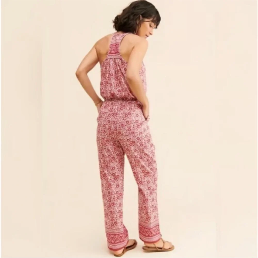 NWOT FAHERTY Adella Floral Pink 100% Organic Cotton Jumpsuit Size XS - Picture 6 of 15